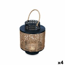 Laterne Schwarz Metall 17 x 23 x 17 cm (4 Stück) Rattan