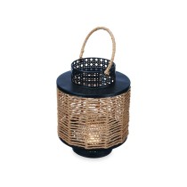 Lantern Black Metal 17 x 23 x 17 cm (4 Units) Rattan