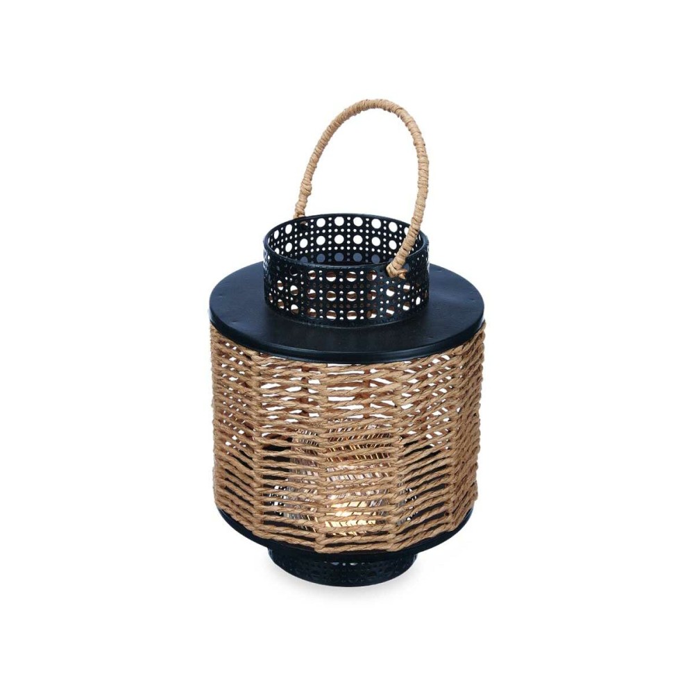 Lantern Black Metal 17 x 23 x 17 cm (4 Units) Rattan