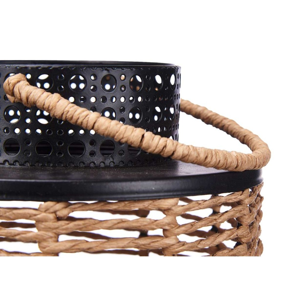 Laterne Schwarz Metall 17 x 23 x 17 cm (4 Stück) Rattan