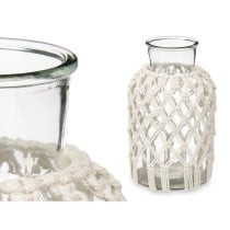 Vase Blanc Tissu verre 18,5 x 30,5 x 18,5 cm (4 Unités) Macramé