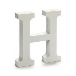 Letter H Wood White (2 x 16 x 14,5 cm) (24 Units)