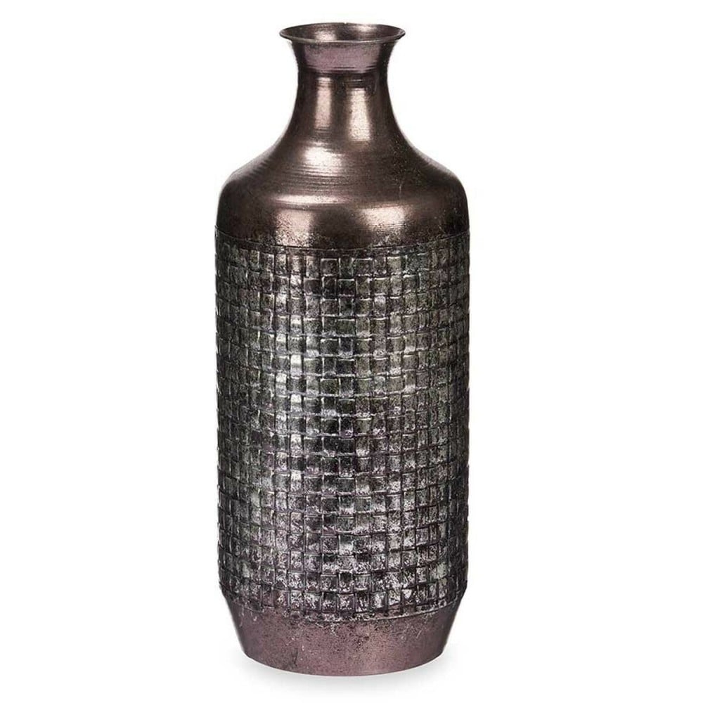 Vase Silver Metal 16 x 42 x 16 cm (4 Units) With relief