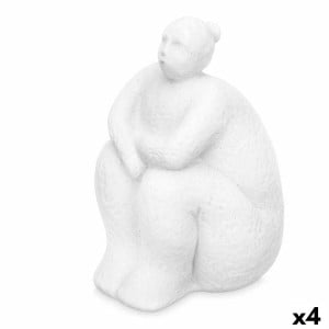 Figurine Décorative Blanc Dolomite 18 x 30 x 19 cm (4 Unités) Femme Assis