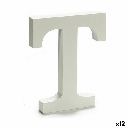 Letter T Wood White (1,8 x 21 x 17 cm) (12 Units)