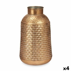 Vase Gold Metall 22,5 x 39,5 x 22,5 cm (4 Stück) Mit Relief