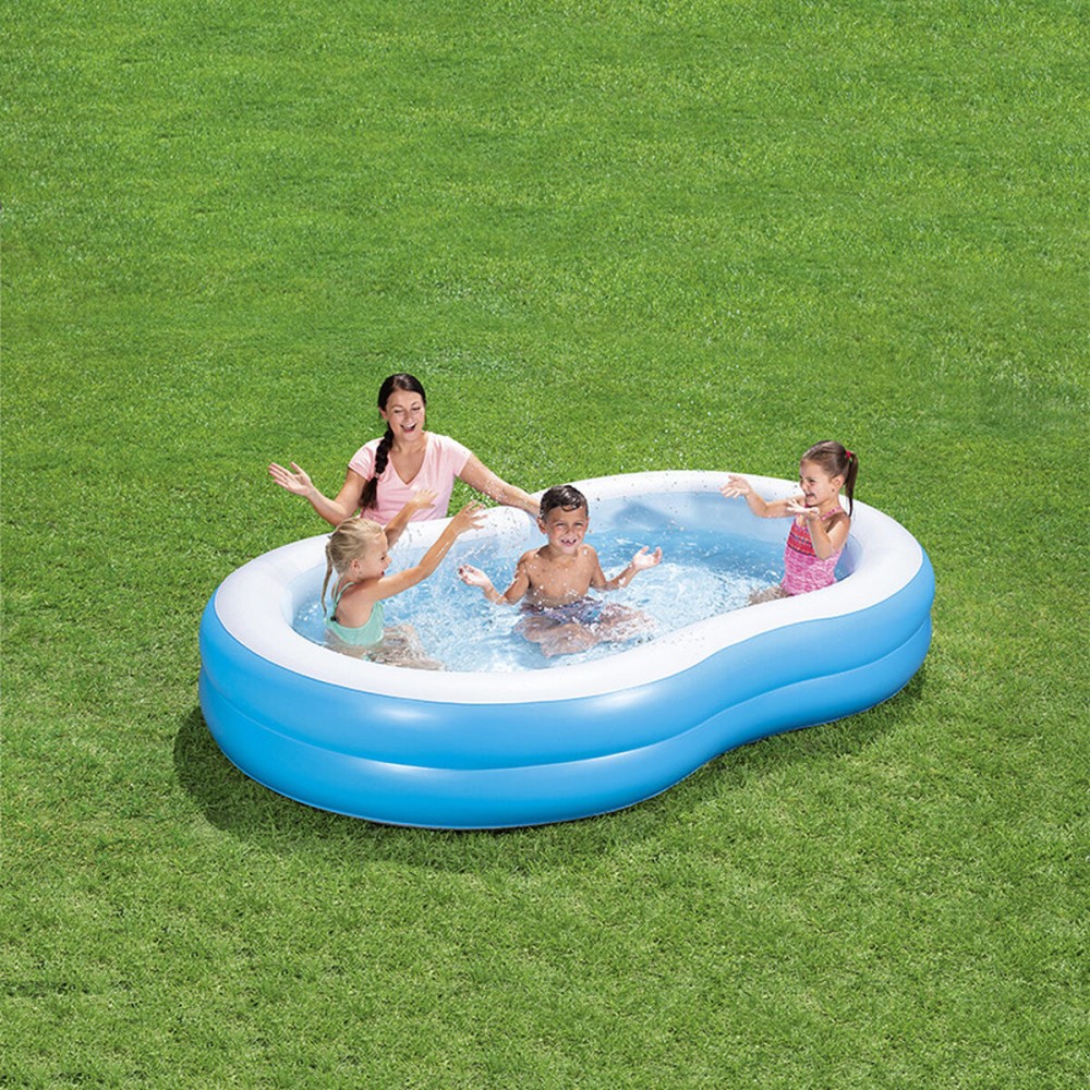 Bestway Piscine Gonflable 2 Chambres Grand Lac 262x157x46 cm +3 Ans Jardin 54117