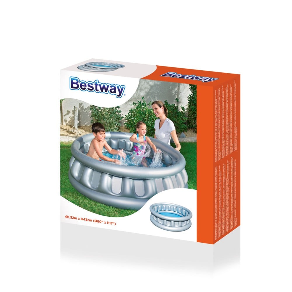 Bestway Piscine Gonflable Enfantine 3 Chambres Vaisseau Spatial 152x43 cm +3 Ans Jardin 51080