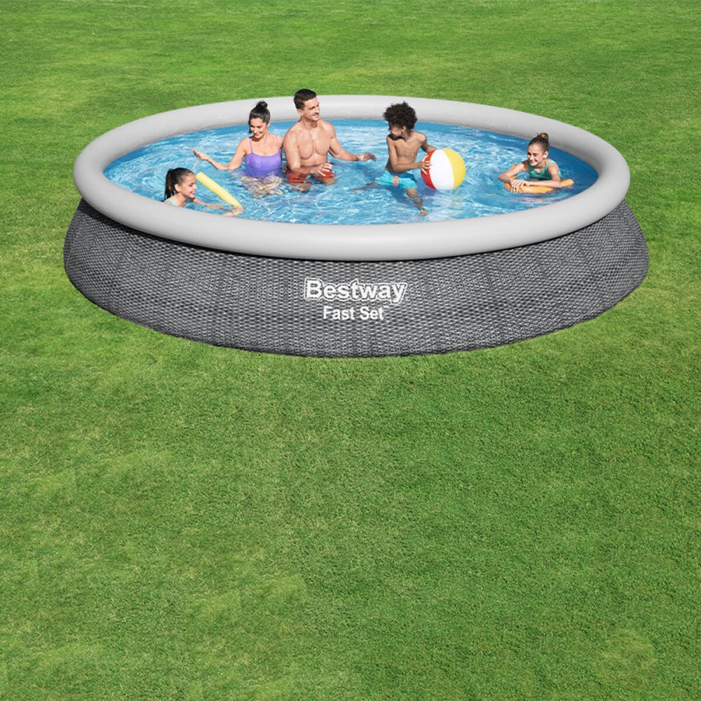 Bestway Piscine Gonflable Adulte Anneau Ratan avec Epurateur 475x84 cm Jardin 57313