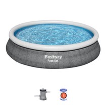 Bestway Piscine Gonflable Adulte Anneau Ratan avec Epurateur 475x84 cm Jardin 57313