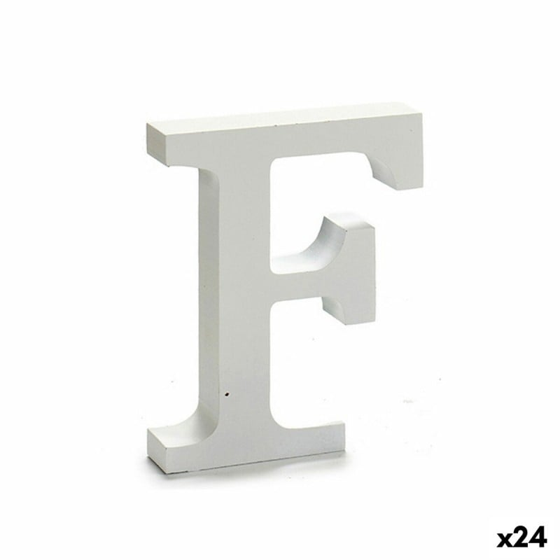 Letter F Wood White (2 x 16 x 14,5 cm) (24 Units)