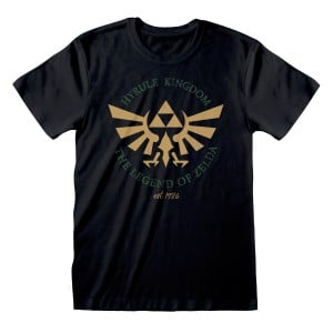 Unisex Kurzarm-T-Shirt The Legend of Zelda Hyrule Kingdom Crest Schwarz