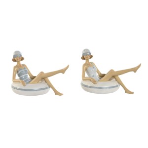 Figurine Décorative Home ESPRIT Blanc Bleu ciel méditerranéen 17,5 x 10 x 10,5 cm (2 Unités)