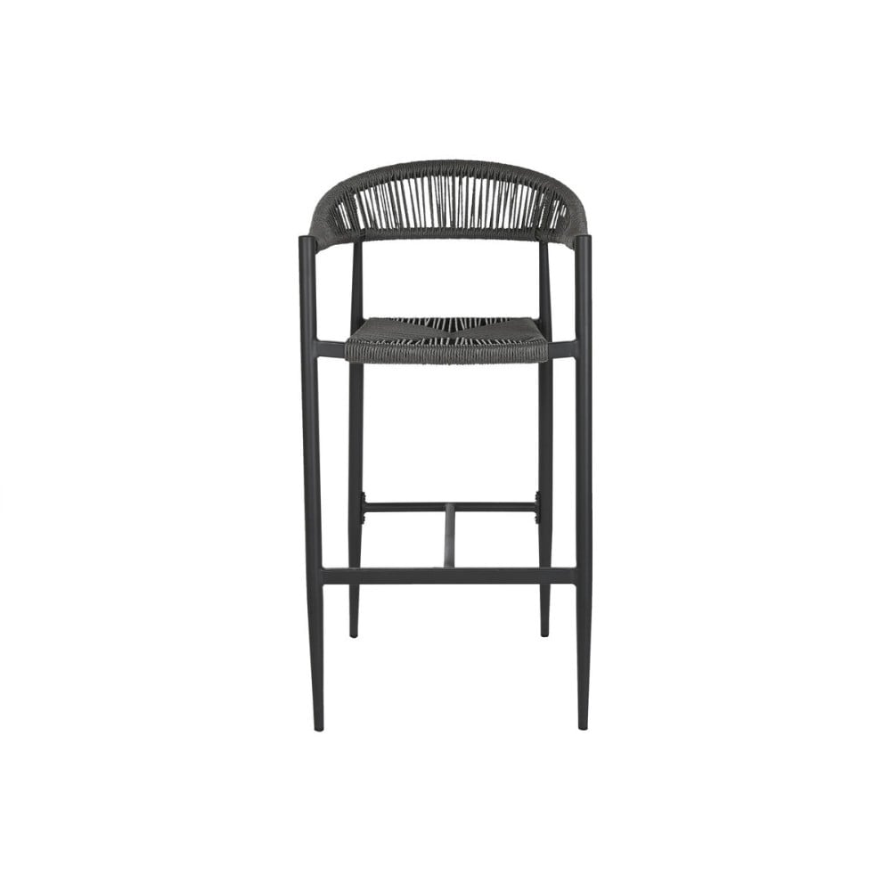 Hocker Home ESPRIT Schwarz Dunkelgrau Aluminium Rattan 52 x 55 x 105 cm