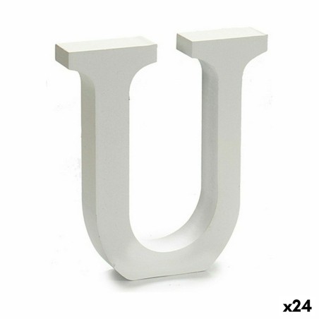 Letter U Wood White (2 x 16 x 14,5 cm) (24 Units)