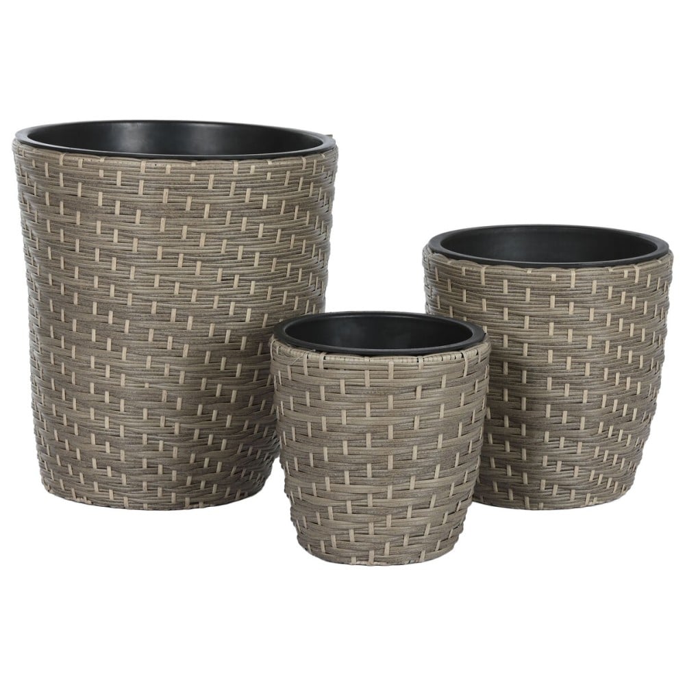 Set de pots de fleurs Home ESPRIT polypropylène Rotin 40 x 40 x 45 cm