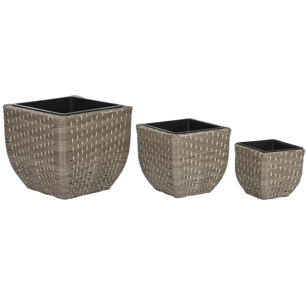 Set de pots de fleurs Home ESPRIT polypropylène Rotin 40 x 40 x 36 cm