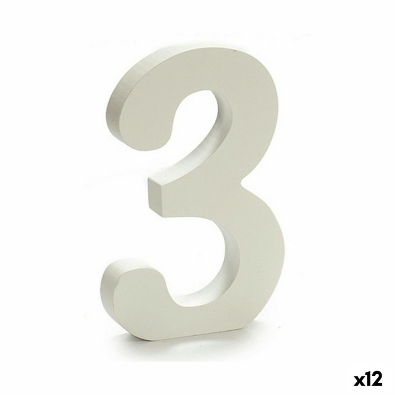 Numéro 3 Bois Blanc (1,8 x 21 x 17 cm) (12 Unités)