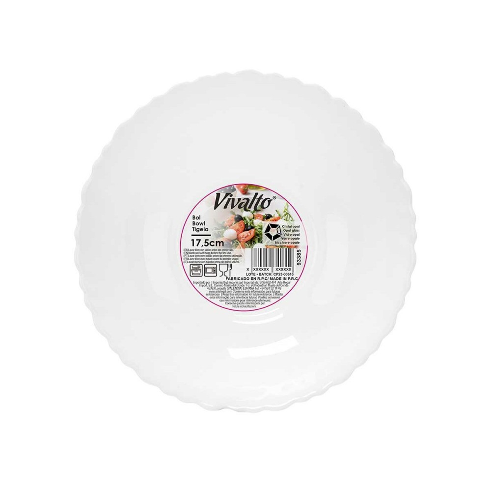 Bowl Vivalto LSLW-70 White Opaline glass 17,5 x 5,5 x 17,5 cm (24 Units)