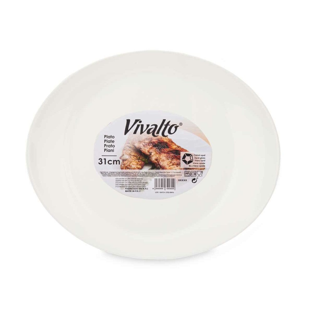 Flat Plate Vivalto LYBP-120 White Opaline glass 30,5 x 3 x 26 cm (18 Units)