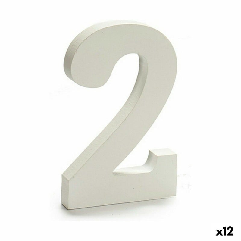 Number 2 Wood White (1,8 x 21 x 17 cm) (12 Units)