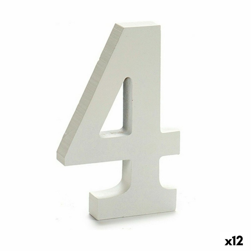 Number 4 Wood White (1,8 x 21 x 17 cm) (12 Units)