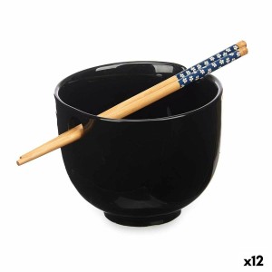 Bowl Kinvara B10067A-N Black Bamboo 24 x 10,7 x 13,3 cm Toothpicks asiatico/oriental (12 Units)