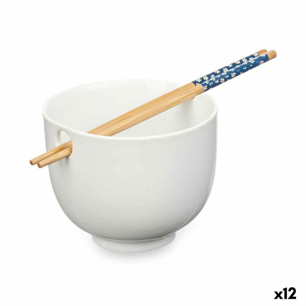 Bowl Kinvara B10067A White Bamboo 24 x 10,7 x 13,3 cm Toothpicks asiatico/oriental (12 Units)