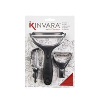 Set of Peelers Kinvara KT190129 Stainless steel polypropylene ABS Interchangeable heads 3 Pieces (24 Units)