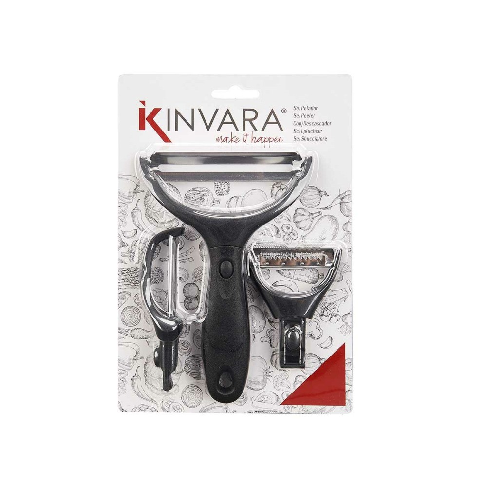 Set of Peelers Kinvara KT190129 Stainless steel polypropylene ABS Interchangeable heads 3 Pieces (24 Units)