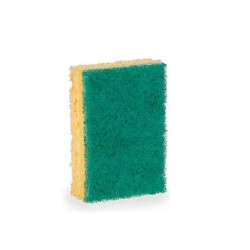 Lot de tampons à récurer Fibre abrasive Jaune Vert Cellulose 9 x 5,5 x 2,5 cm (14 Unités)