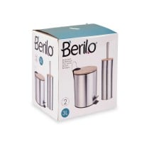 Badezimmer Set Berilo B0353S 3L+B1041S Silberfarben Bambus Edelstahl Polypropylen 2 Stücke (6 Stück)