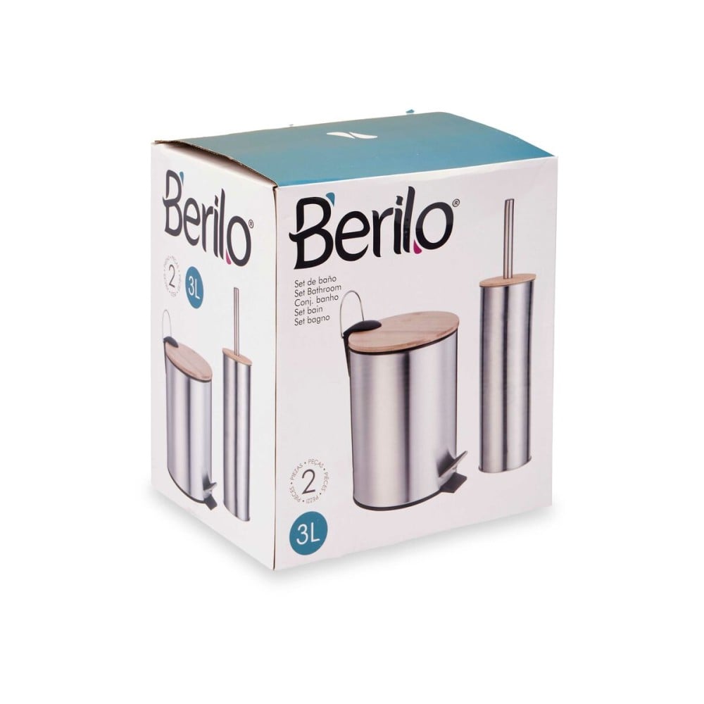 Bath Set Berilo B0353S 3L+B1041S Silver Bamboo Stainless steel polypropylene 2 Pieces (6 Units)