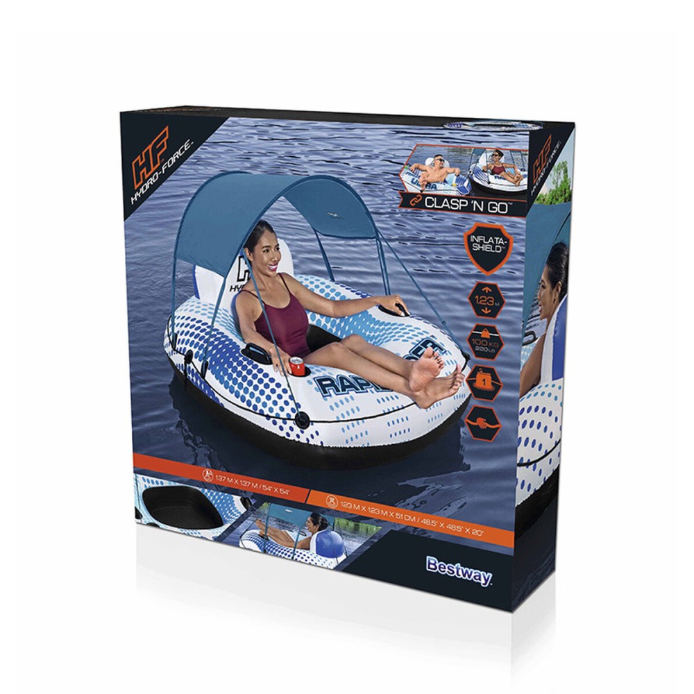 Bestway Aufblasbares Rad mit Handgriffen Rapid Rider mit Sonnenschutz D137 cm Strand und Pool 43725