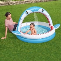 Bestway Piscine Gonflable Enfant 2 Anneaux Requin Pulvérisateur 163x127x92cm +2 Ans Jardin 53157