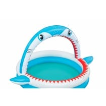 Bestway Piscine Gonflable Enfant 2 Anneaux Requin Pulvérisateur 163x127x92cm +2 Ans Jardin 53157