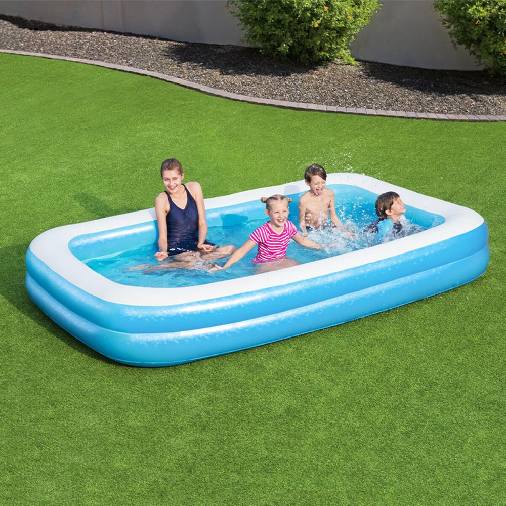 Bestway Piscine Gonflable 2 Chambres Rectangulaire 305x183x46 cm +3 Ans Jardin 54150