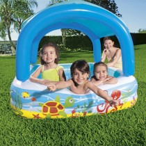 Bestway Aufblasbarer Kinderpool Abnehmbares Dach 140x140x114 cm +2 Jahre Garten 52192