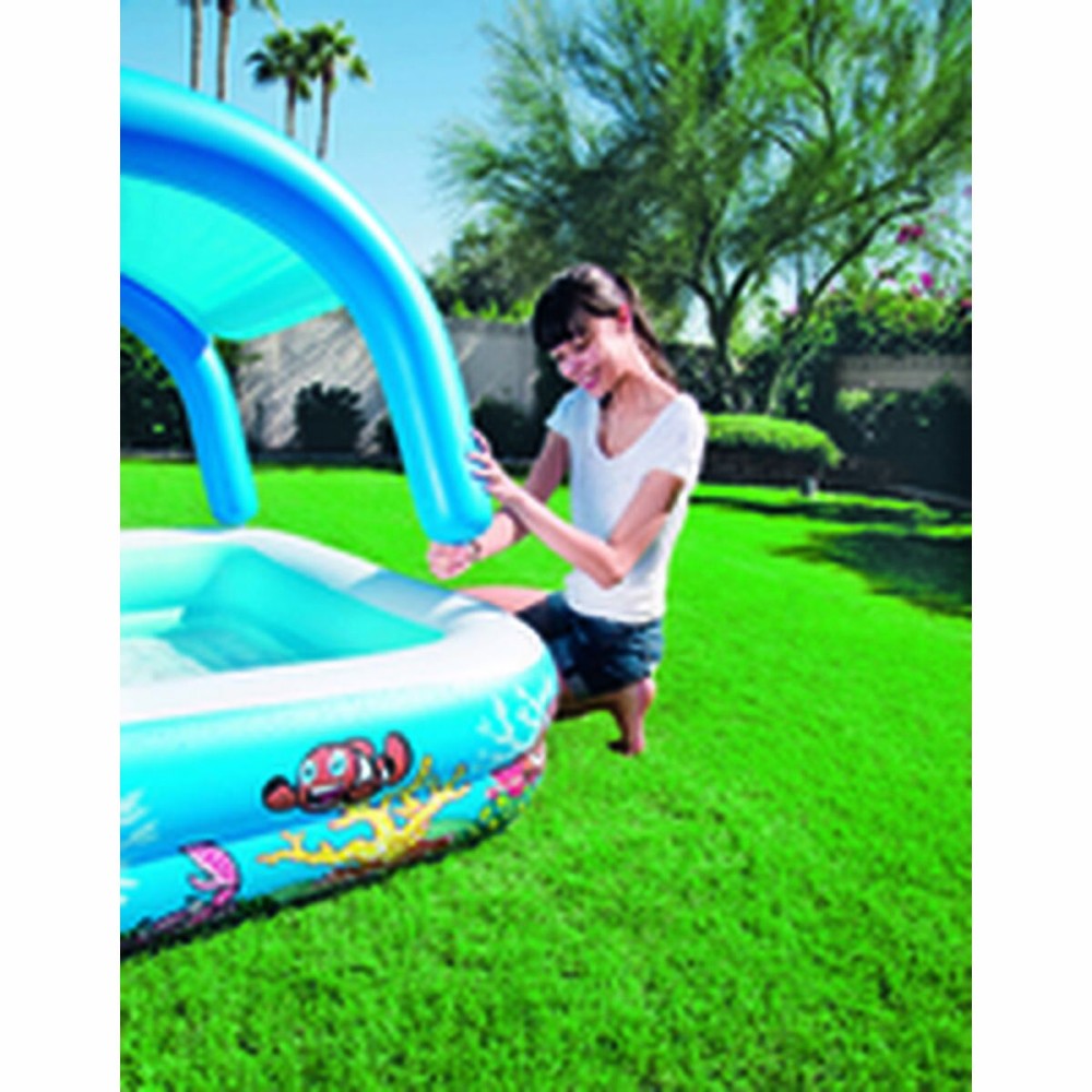 Bestway Piscine Gonflable Enfant avec Toit Détachable 140x140x114 cm +2 Ans Jardin 52192