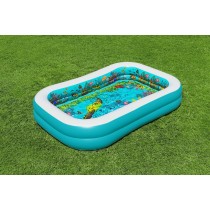 Bestway Piscine Gonflable 2 Chambres Fond 3D Marin avec Accessoires 262x175x51 cm +3 Ans Jardin 54177