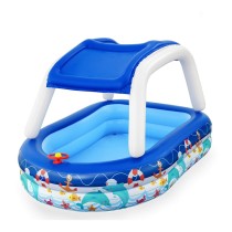 "Bestway Piscine Gonflable Enfant Bateau avec Volant Toit Détachable 213x155x132 cm +3 Ans Jardin 54370"