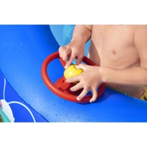 "Bestway Piscine Gonflable Enfant Bateau avec Volant Toit Détachable 213x155x132 cm +3 Ans Jardin 54370"