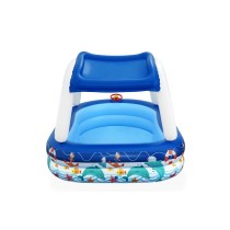 "Bestway Piscine Gonflable Enfant Bateau avec Volant Toit Détachable 213x155x132 cm +3 Ans Jardin 54370"