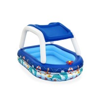 "Bestway Piscine Gonflable Enfant Bateau avec Volant Toit Détachable 213x155x132 cm +3 Ans Jardin 54370"