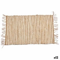 Tapis Blanc Naturel Rayures 60 x 1 x 90 cm (12 Unités)