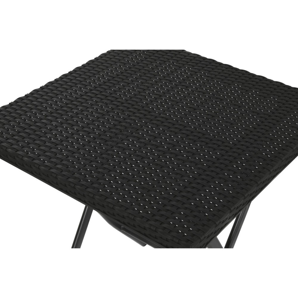 Ensemble Table + 2 Chaises Home ESPRIT Noir Acier rotin synthétique 58 x 58 x 71,5 cm