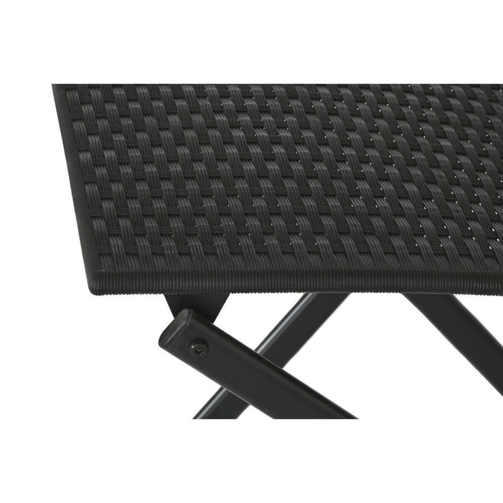 Ensemble Table + 2 Chaises Home ESPRIT Noir Acier rotin synthétique 58 x 58 x 71,5 cm