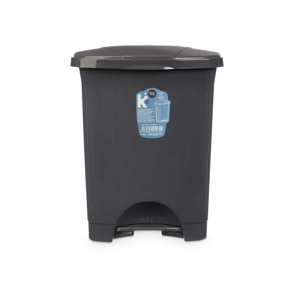 Poubelle à pédale Anthracite Plastique 10 L (8 Unités)