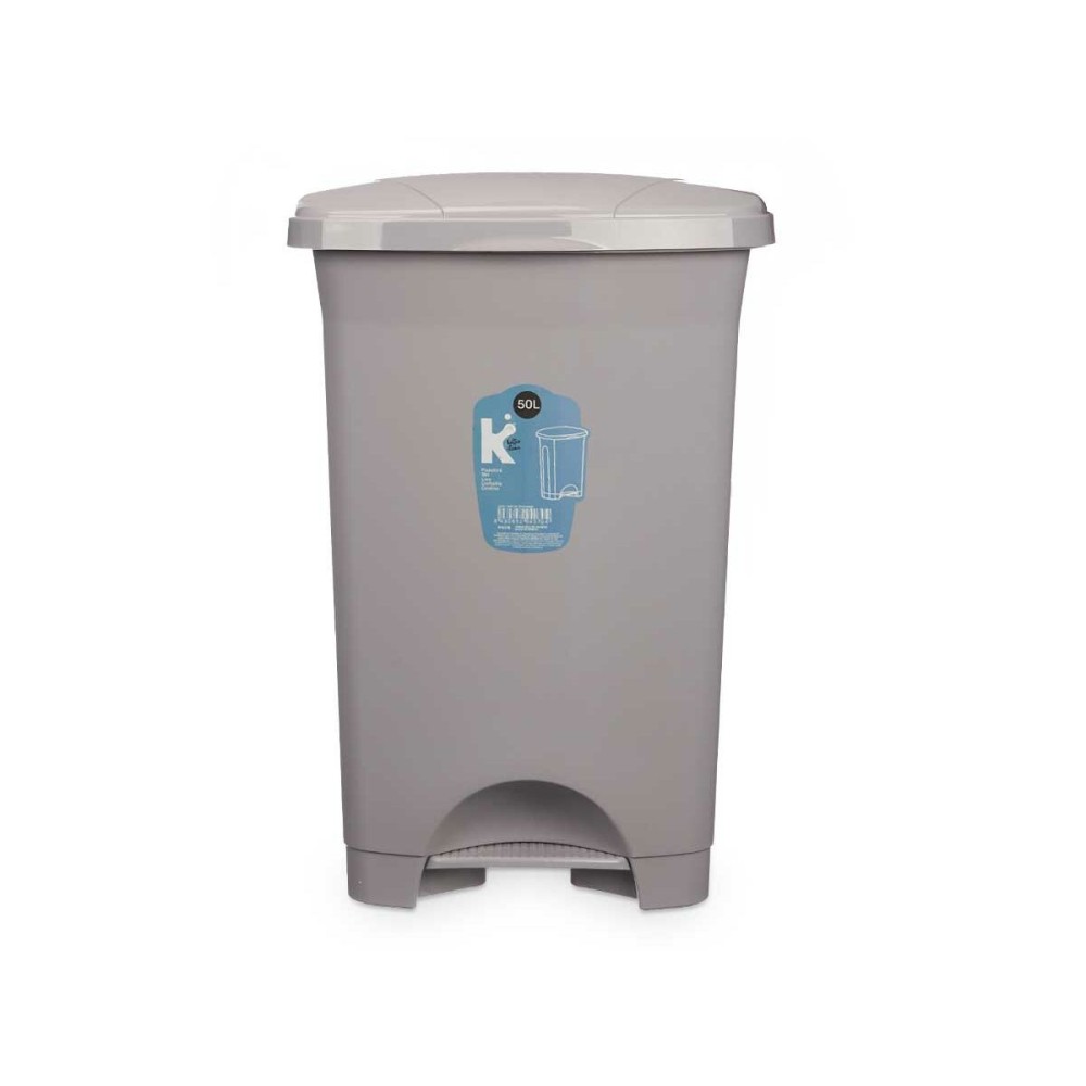 Poubelle à pédale Gris Plastique 50 L (3 Unités)