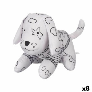 Peluche à colorier Pincello ST341 Blanc Noir Tissu 13 x 14 x 20 cm Chien (8 Unités)